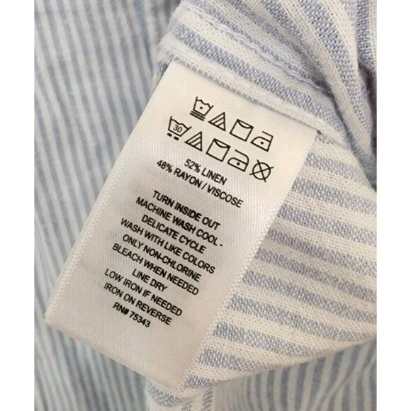 NWT Daniel Hechter Mens XL Blue Stripe Linen Blend Button Down Shirt Top - Picture 7 of 7